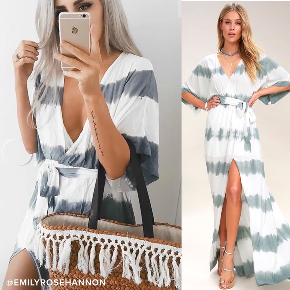 Lulus Dresses & Skirts - 🆕 Lulu’s Dusty Sage Wrap Maxi Dress